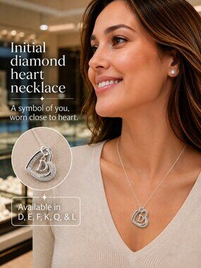Silver Heart Pendant Necklace with Initial A - Women's Jewelry 18"-20"